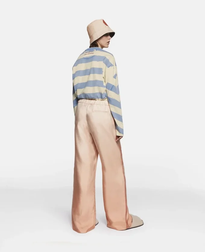 Pantalon en twill de soie imprimé logo Pantalon en twill de soie imprimé logo