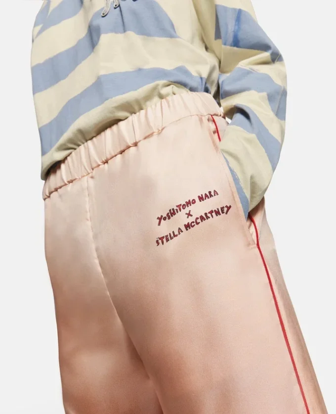 Pantalon en twill de soie imprimé logo Pantalon en twill de soie imprimé logo