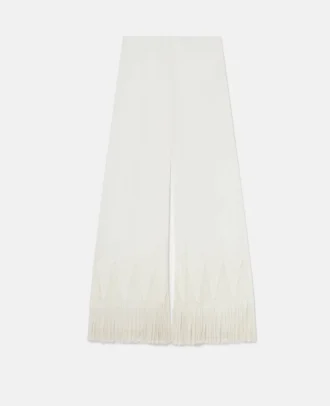 Pantalon large à franges et mailles ouvertes