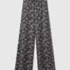 Pantalon oversize à cordon coulissant et imprimé dentelle Pantalon oversize à cordon coulissant et imprimé dentelle