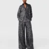 Pantalon oversize à cordon coulissant et imprimé léopard Pantalon oversize à cordon coulissant et imprimé léopard