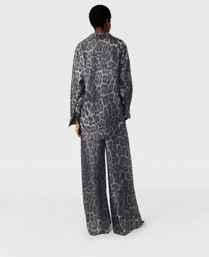 Pantalon oversize à cordon coulissant et imprimé léopard Pantalon oversize à cordon coulissant et imprimé léopard