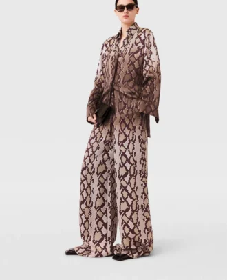 Pantalon oversize à cordon coulissant imprimé serpent