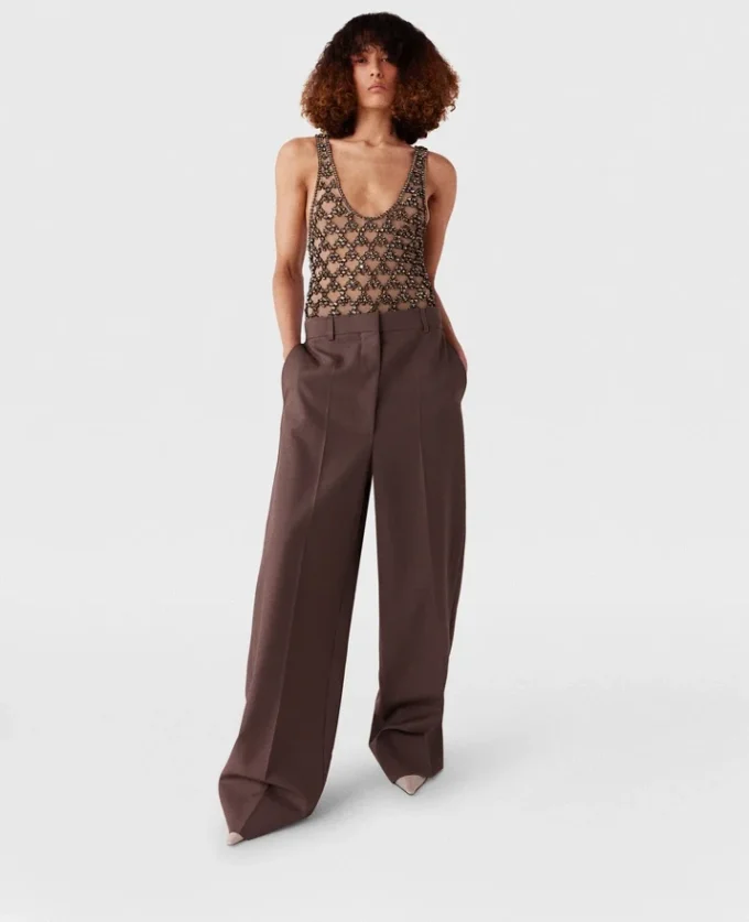 Pantalon taille basse à plis Pantalon taille basse à plis