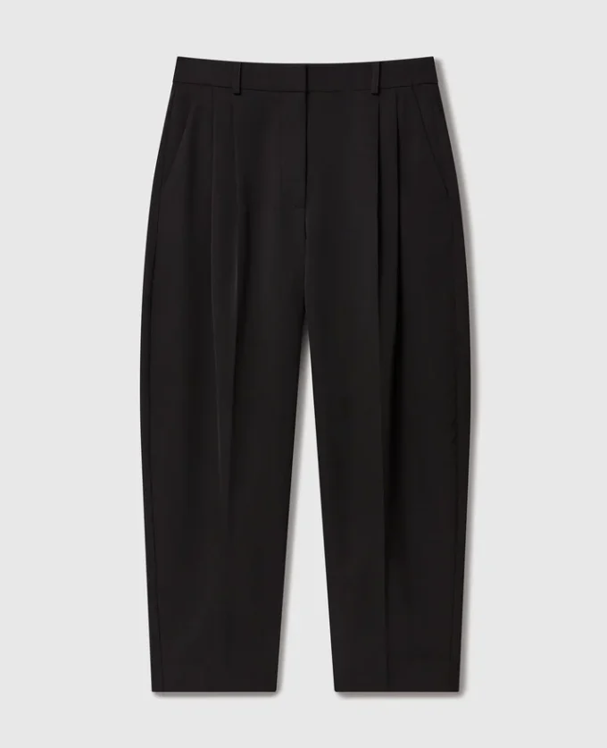 Pantalon taille haute en laine à plis Pantalon taille haute en laine à plis