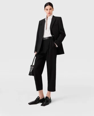 Pantalon taille haute en laine à plis Pantalon taille haute en laine à plis