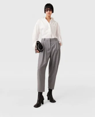 Pantalon taille haute en laine à plis Pantalon taille haute en laine à plis