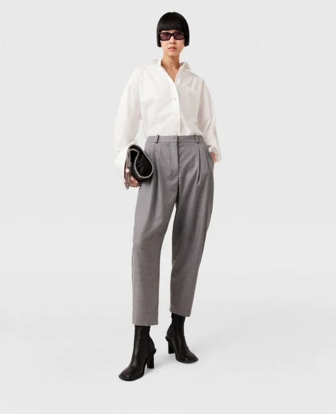 Pantalon taille haute en laine à plis Pantalon taille haute en laine à plis