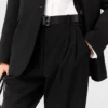 Pantalon taille haute en laine à plis Pantalon taille haute en laine à plis