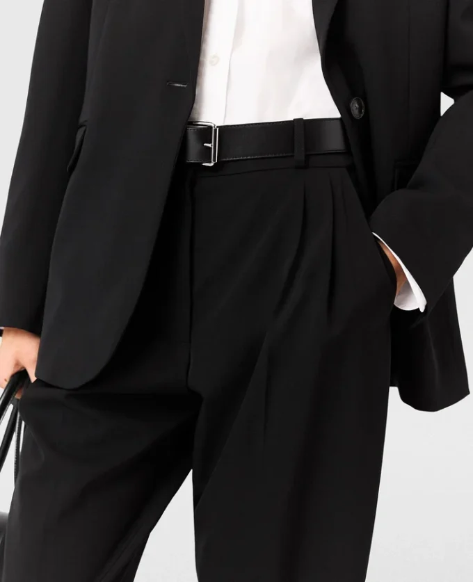 Pantalon taille haute en laine à plis Pantalon taille haute en laine à plis