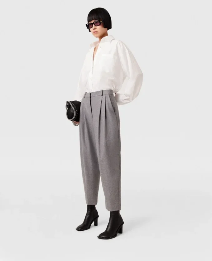 Pantalon taille haute en laine à plis Pantalon taille haute en laine à plis