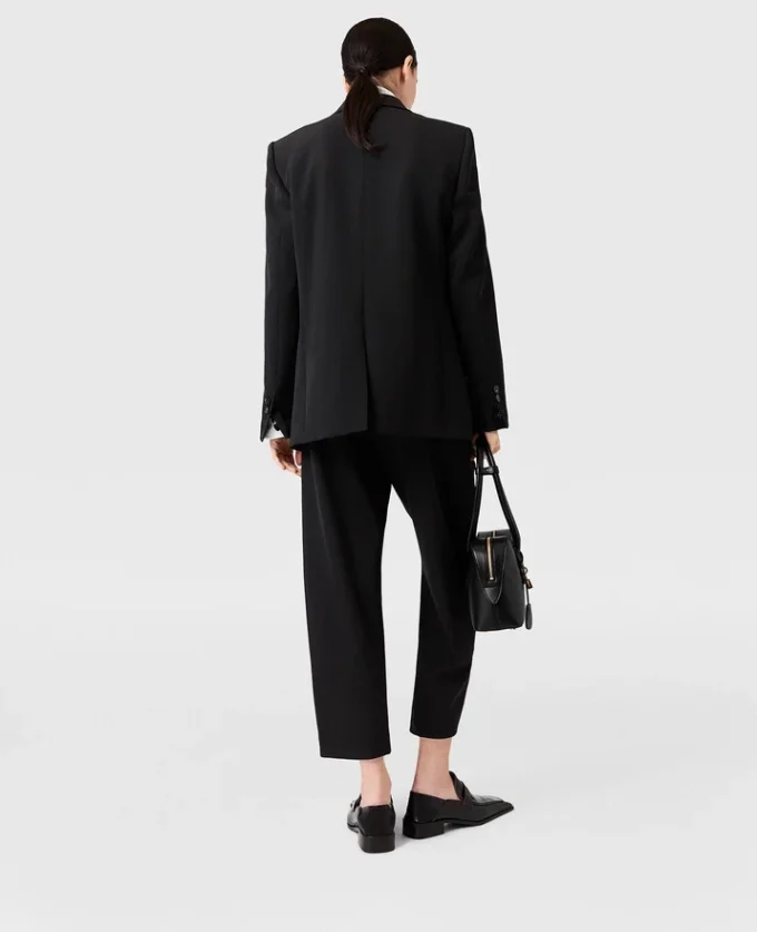 Pantalon taille haute en laine à plis Pantalon taille haute en laine à plis