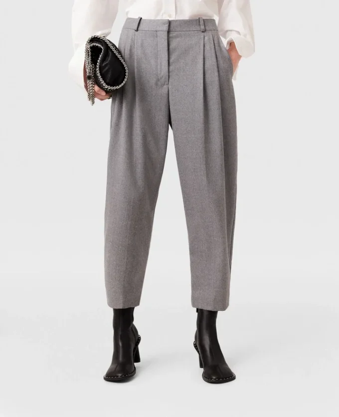Pantalon taille haute en laine à plis Pantalon taille haute en laine à plis