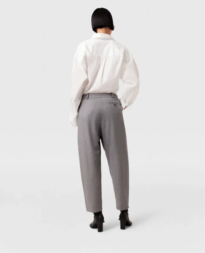 Pantalon taille haute en laine à plis Pantalon taille haute en laine à plis