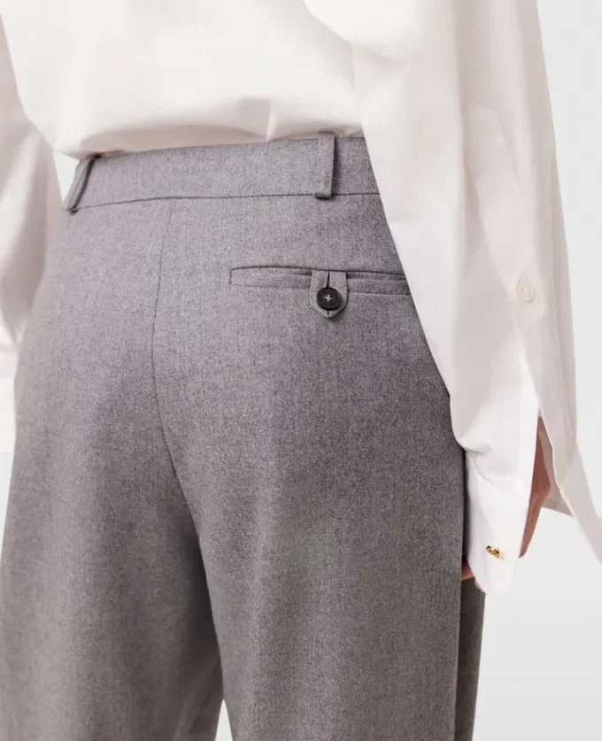Pantalon taille haute en laine à plis Pantalon taille haute en laine à plis