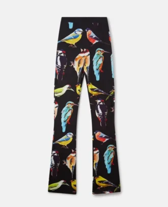 Pantalon évasé extensible à imprimé oiseaux Pantalon évasé extensible à imprimé oiseaux