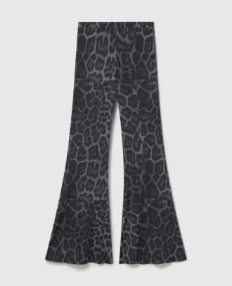Pantalon évasé taille moyenne à imprimé léopard