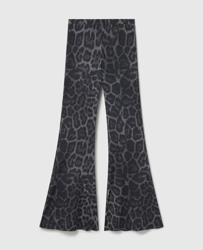 Pantalon évasé taille moyenne à imprimé léopard Pantalon évasé taille moyenne à imprimé léopard