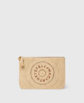 Pochette en raphia avec logo