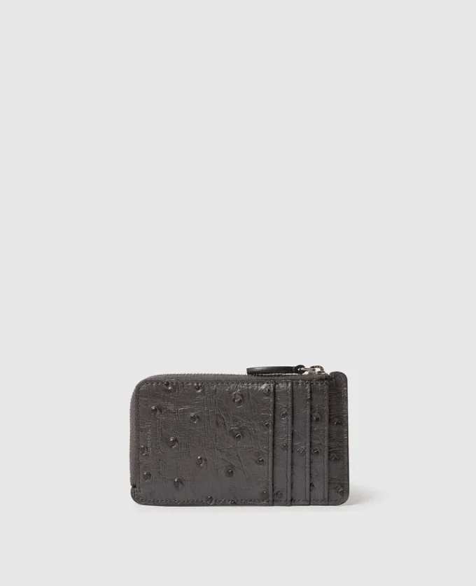 Porte-cartes zippé Ryder en autruche Porte-cartes zippé Ryder en autruche