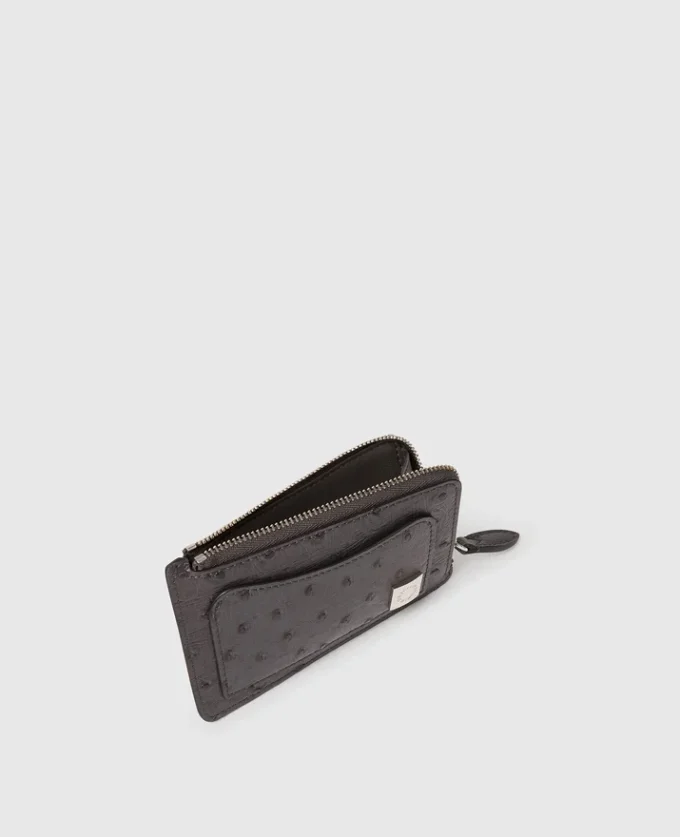 Porte-cartes zippé Ryder en autruche Porte-cartes zippé Ryder en autruche