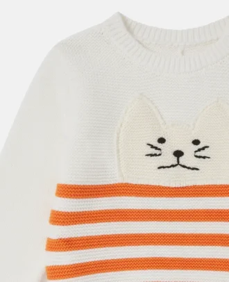 Pull brodé avec motif chat