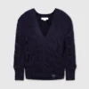 Pull à col en V en maille torsadée Falabella