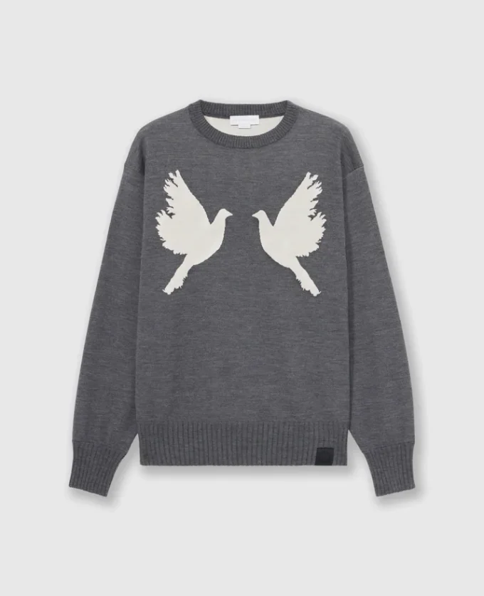 Pull à col rond avec appliqué colombe