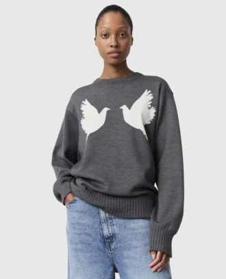 Pull à col rond avec appliqué colombe