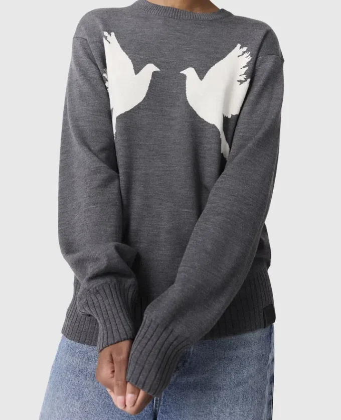 Pull à col rond avec appliqué colombe