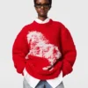 Pull à col rond avec motif cheval peint à l&rsquo;aérographe