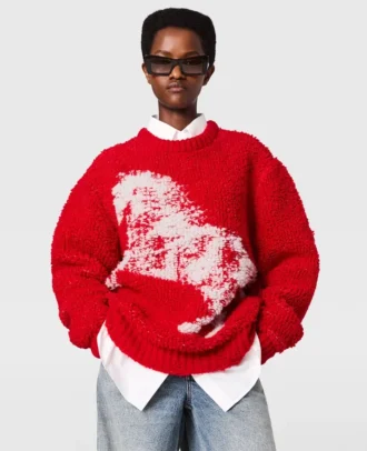 Pull à col rond avec motif cheval peint à l&rsquo;aérographe