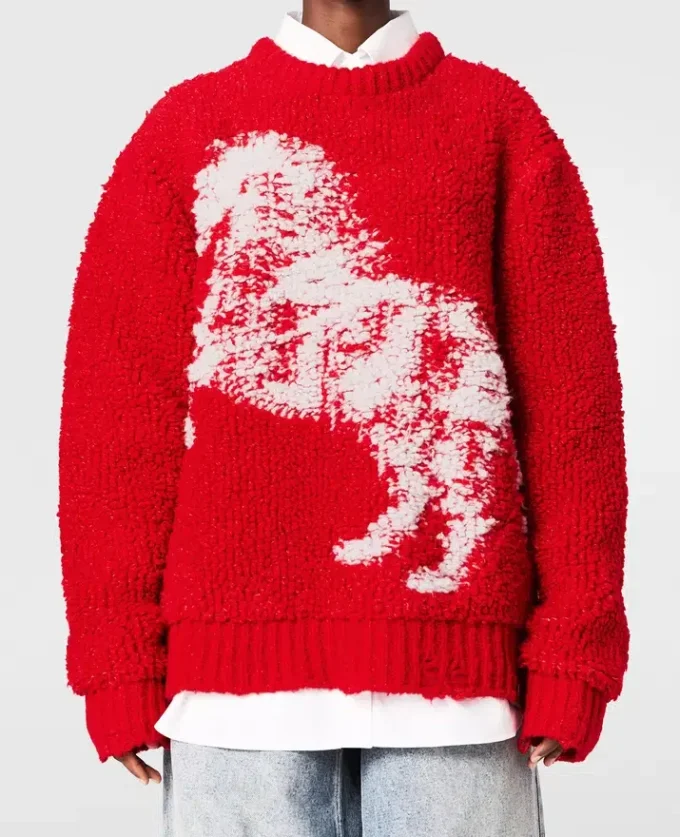Pull à col rond avec motif cheval peint à l&rsquo;aérographe