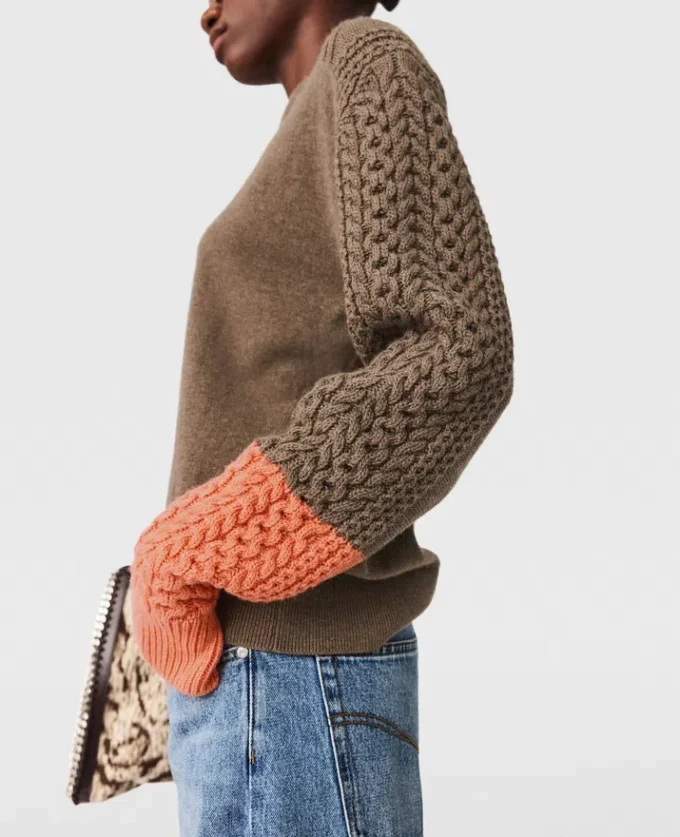 Pull à col rond en maille hybride