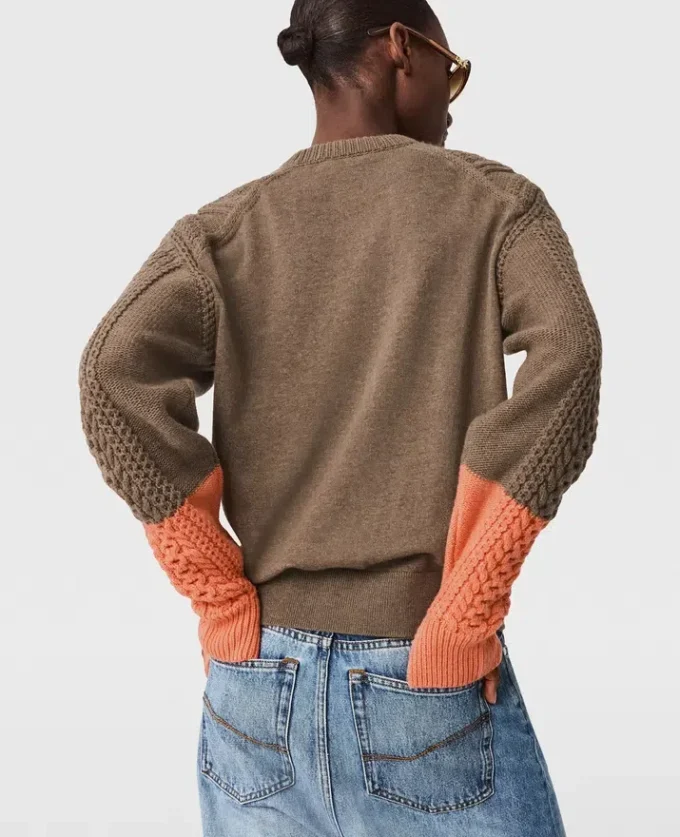 Pull à col rond en maille hybride