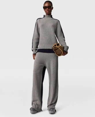Pantalon à jambes larges et empiècements contrastés