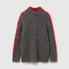 Pull à col roulé et manches lacées en maille torsadée