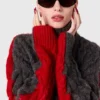 Pull à col roulé et manches lacées en maille torsadée
