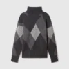 Pull à col roulé et motif argyle