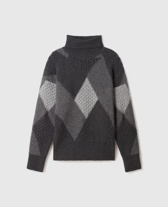 Pull à col roulé et motif argyle