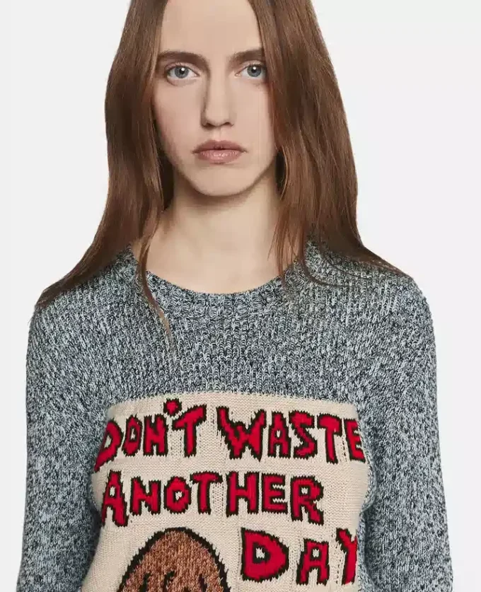 Pull en coton avec slogan « Don&rsquo;t Waste Another Day »