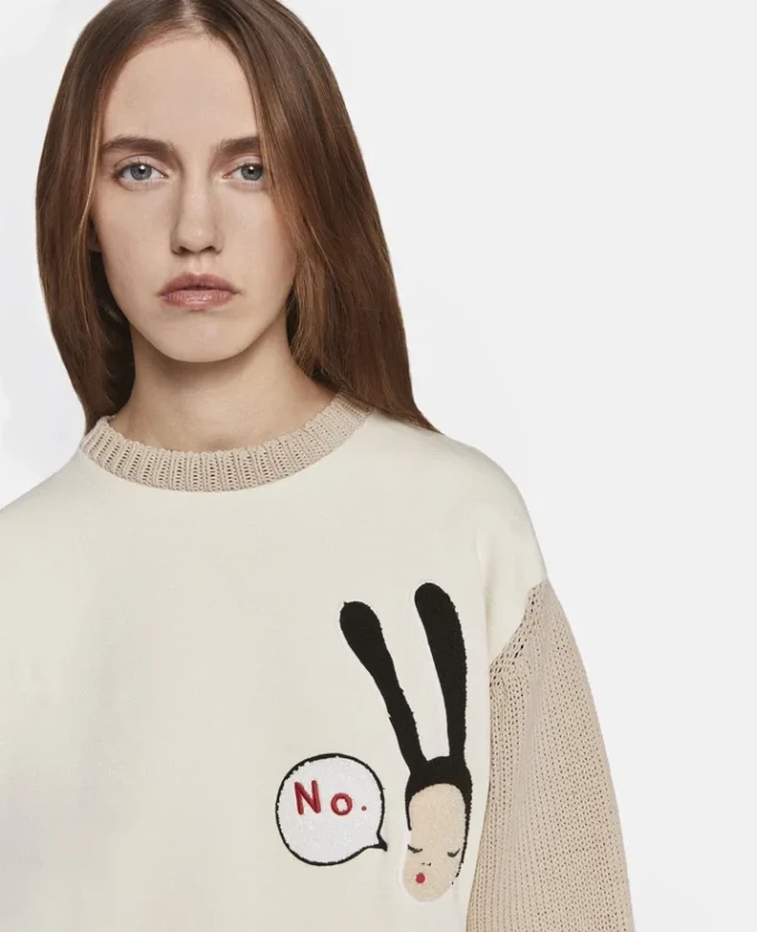 Pull en coton brodé Little Black Bunny