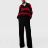 Pull oversize à rayures et col en V Pull oversize à rayures et col en V