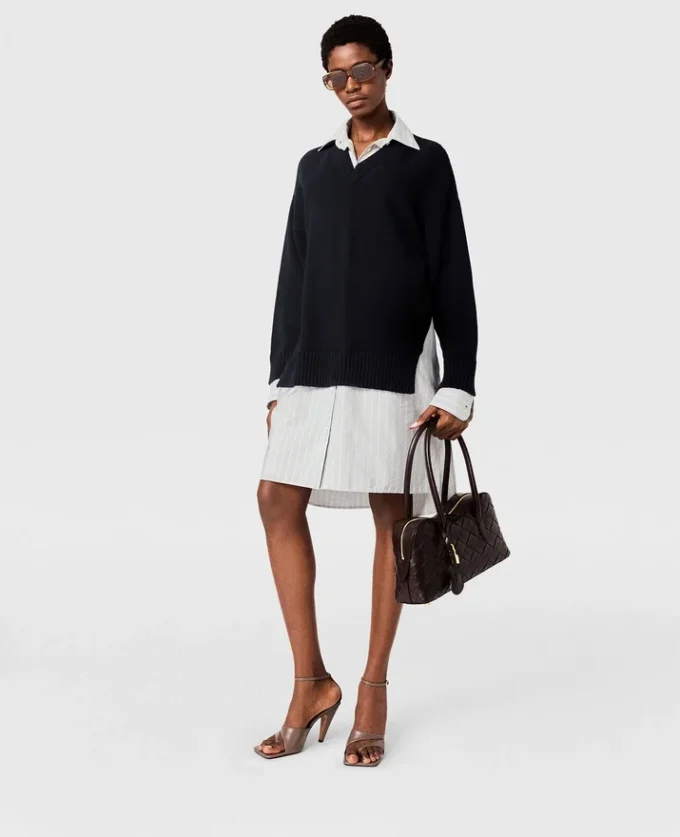 Robe chemise à col rond
