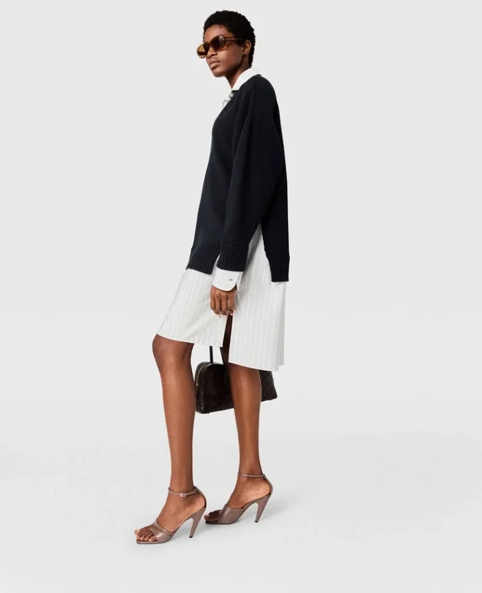 Robe chemise à col rond
