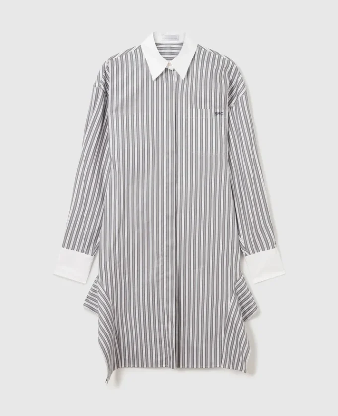 Robe chemise à manches longues et fines rayures Robe chemise à manches longues et fines rayures