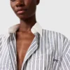 Robe chemise à manches longues et fines rayures Robe chemise à manches longues et fines rayures