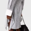 Robe chemise à manches longues et fines rayures Robe chemise à manches longues et fines rayures
