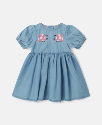 Robe en denim brodée de coccinelles