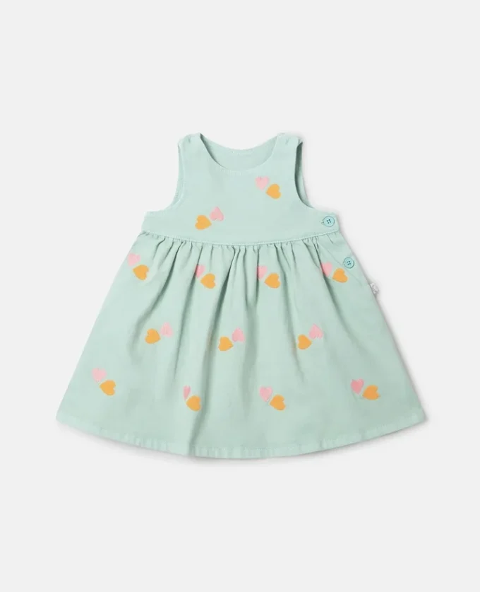 Robe en gabardine brodée d’un cœur Robe en gabardine brodée d’un cœur